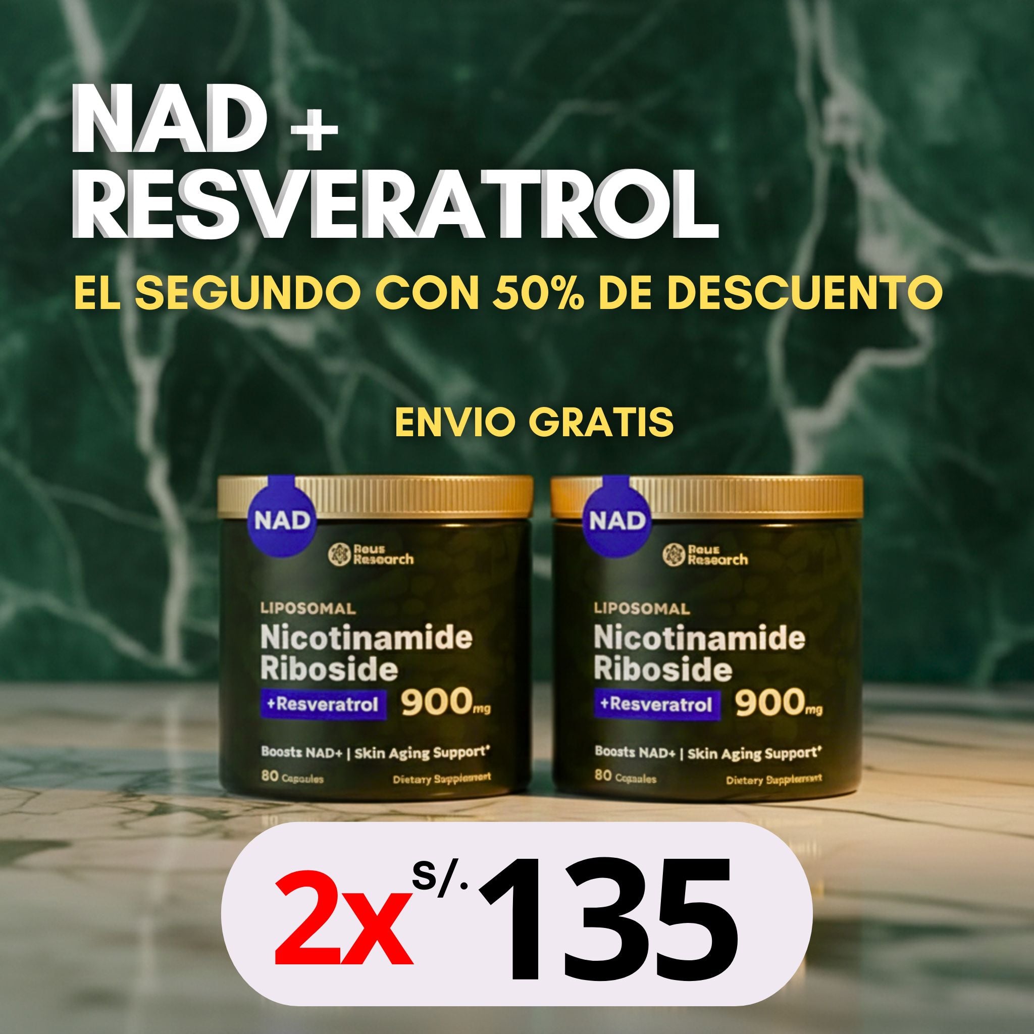 2do 50% OFF - NAD + RESVERATROL (COMBATE EL ENVEJECIMIENTO)