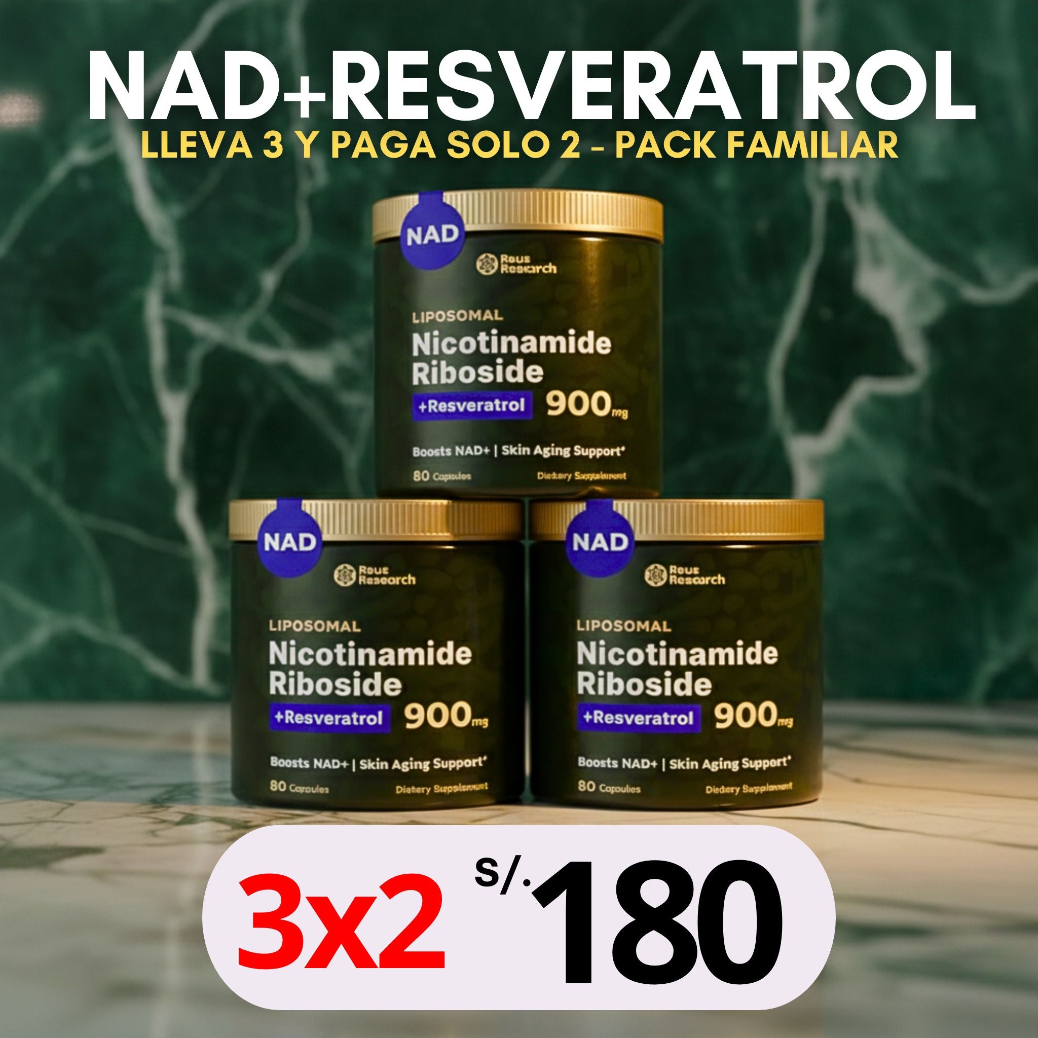 3X2 - NAD + RESVERATROL (COMBATE EL ENVEJECIMIENTO)